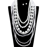 109282, LONG MULTI STRAND LAYERED PEARL NECKLACE