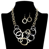 109284, ABSTRACT OPEN CIRCLES BOLD STATEMENT NECKLACE