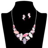 109285, OVAL SHAPE MULTI STONE STATEMENT NECKLACE