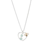 109294, BEE FLOWER ENAMEL ACCENT HEART SHAPED PENDANT NECKLACE