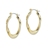 109300, ELEGANT TEXTURED TWIST HOOP EARRING