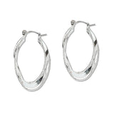 109300, ELEGANT TEXTURED TWIST HOOP EARRING