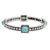 109308, WESTERN SQUARE TURQUOISE STONE ACCENT STRETCH BRACELET