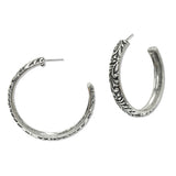 109309, WESTERN FLORAL TEXTURED HOOP EARRING