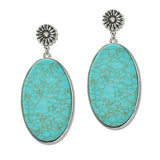 109314, WESTERN BIG TURQUOISE OVAL DROP EARRING