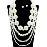 109332, BOLD MULTI STRAND LAYERED PEARL NECKLACE