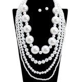 109332, BOLD MULTI STRAND LAYERED PEARL NECKLACE