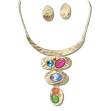 109332, GEOMETRIC RESIN RHINESTONE ACCENT STATEMENT NECKLACE