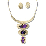 109332, GEOMETRIC RESIN RHINESTONE ACCENT STATEMENT NECKLACE