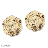 109334, WAVY DISC HAMMERED TEXTURE CLIP ON EARRING