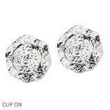 109334, WAVY DISC HAMMERED TEXTURE CLIP ON EARRING