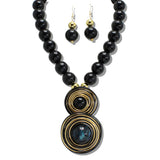 109334, ROUND SPIRAL BOLD BALL BEADED NECKLACE