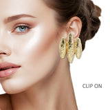 109335, TEXTURED TRIPLE ROW CLIP ON EARRING
