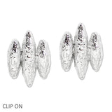 109335, TEXTURED TRIPLE ROW CLIP ON EARRING