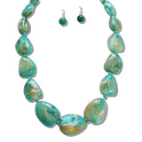 109336, GOLD GLITTER ACCENT CHUNKY MARBLE RESIN BEADED NECKLACE