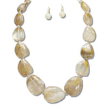 109336, GOLD GLITTER ACCENT CHUNKY MARBLE RESIN BEADED NECKLACE