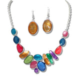 109337, GEOMETRIC ENAMEL ACCENT STATEMENT NECKLACE