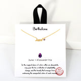 109340, BIRTHSTONE 18K GOLD DIPPED DAINTY CUBIC ZIRCONIA ACCENT NECKLACE