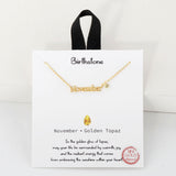 109340, BlRTHSTONE 18K GOLD DIPPED DAINTY CUBIC ZIRCONIA ACCENT NECKLACE