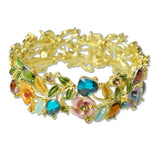 109343, VINTAGE INSPIRED RHINESTONE ENAMEL ACCENT FLOWER BRACELET