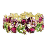 109343, VINTAGE INSPIRED RHINESTONE ENAMEL ACCENT FLOWER BRACELET