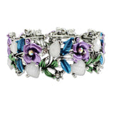 109343, VINTAGE INSPIRED RHINESTONE ENAMEL ACCENT FLOWER BRACELET