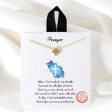 109343, PRAYER PAVE CUBIC ZIRCONIA ACCENT DAINTY CROSS NECKLACE