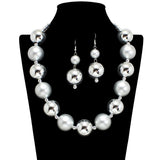 109344, BOLD SILVER GOLD BEADED STATEMENT NECKLACE