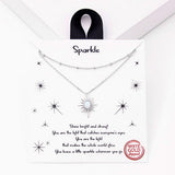 Sparkle Starburst Double Layered Pendant Necklace