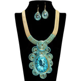 109346, TEARDROP CRYSTAL ACCENT SPIRAL STATEMENT NECKLACE