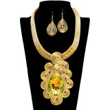 109346, TEARDROP CRYSTAL ACCENT SPIRAL STATEMENT NECKLACE