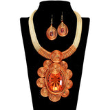 109346, TEARDROP CRYSTAL ACCENT SPIRAL STATEMENT NECKLACE