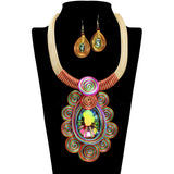 109346, TEARDROP CRYSTAL ACCENT SPIRAL STATEMENT NECKLACE