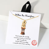 109347, WITHIN THE HOURGLASS DAINTY CUBIC ZIRCONIA ACCENT PENDANT NECKLACE