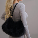109348, COZY CHIC FLUFFY FAUX FUR SHOULDER HANDBAG