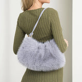 109348, COZY CHIC FLUFFY FAUX FUR SHOULDER HANDBAG