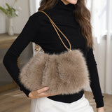 109348, COZY CHIC FLUFFY FAUX FUR SHOULDER HANDBAG