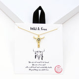 109348, WILD AND FREE STEER HEAD PENDANT NECKLACE