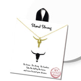 109349, STAND STRONG STEER HEAD PENDANT NECKLACE