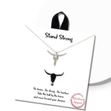 109349, STAND STRONG STEER HEAD PENDANT NECKLACE