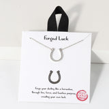 109350, FORGED LUCK DAINTY PAVE CUBIC ZIRCONIA ACCENT HORSESHOE PENDANT NECKLACE