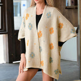 109350, COZY FLORAL SOFT KNIT KIMONO CARDIGAN