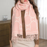 109360, CHIC CHAIN INSPIRED PATTERN SCARF WITH SOFT TASSEL FRINGES