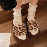 109361, BEIGE COZY LEOPARD PRINT FUZZY SLIPPERS