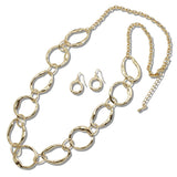 109364, HAMMERED GEOMETRIC OVAL LONG NECKLACE