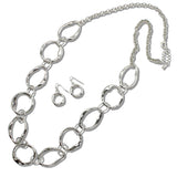 109364, HAMMERED GEOMETRIC OVAL LONG NECKLACE