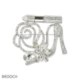 109368, CRYSTAL HIGH HEEL LIPSTICK FLOWER BROOCH