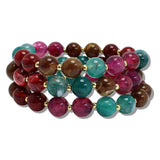 109368, MARBLE RESIN BALL BEADED MULTI LAYERED STRETCH BRACELET