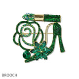 109368, CRYSTAL HIGH HEEL LIPSTICK FLOWER BROOCH