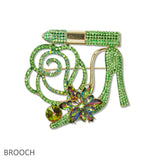 109368, CRYSTAL HIGH HEEL LIPSTICK FLOWER BROOCH